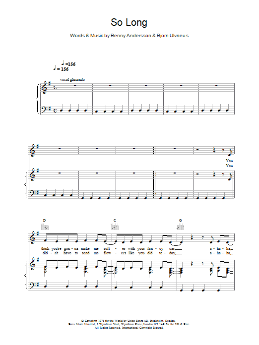 Produktgalerie: Seite 1 von 1 So Long, ABBA, Gesang, Gitarre, Klavier