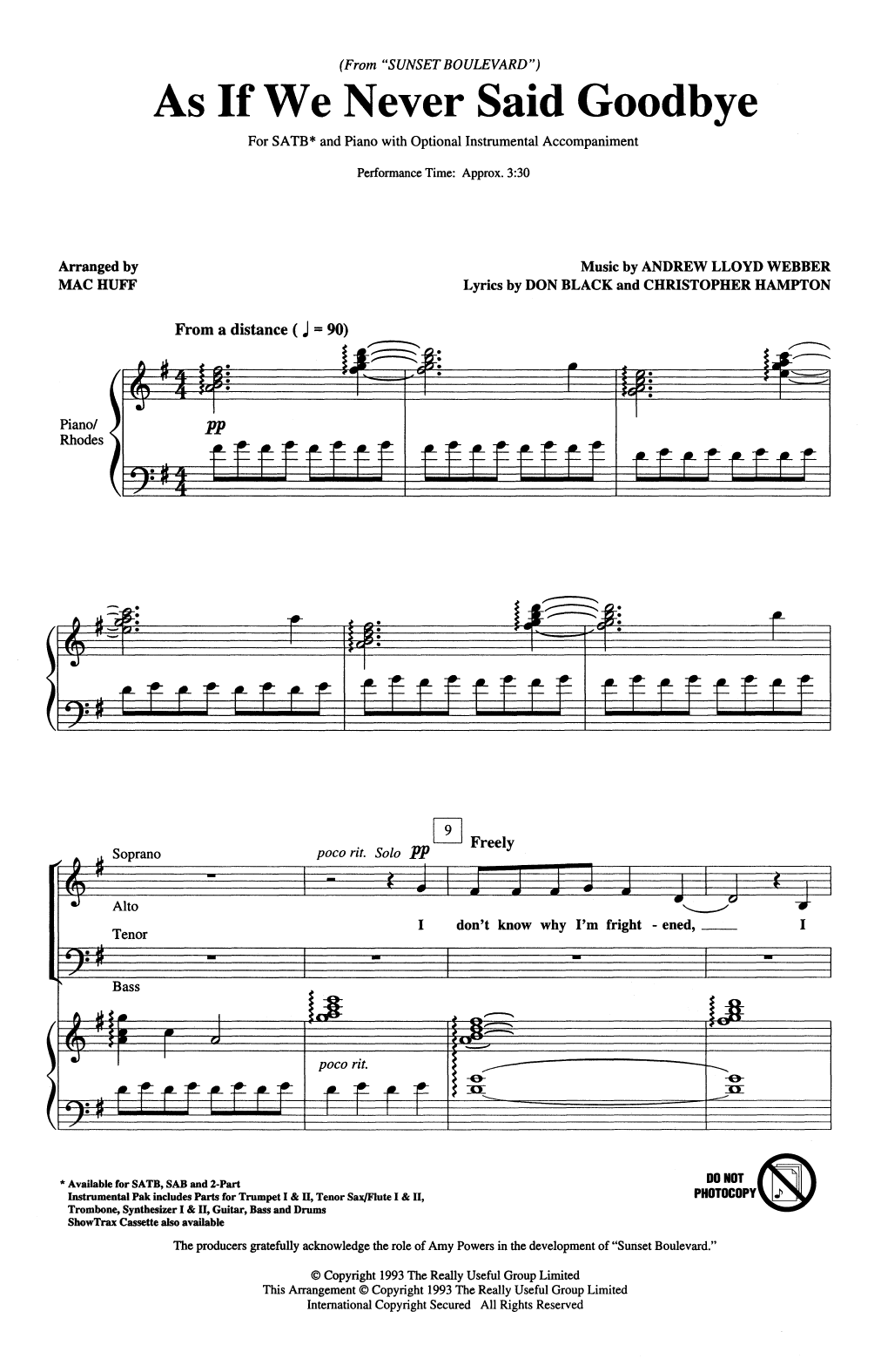 Produktbild zu: As If We Never Said Goodbye (from Sunset Boulevard) (arr. Mac Huff)