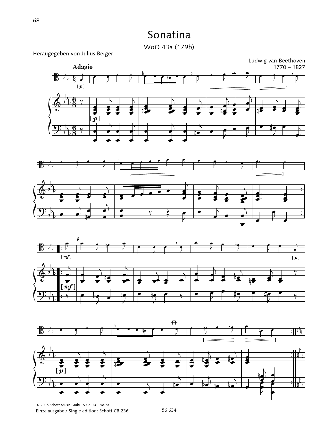 Produktgalerie: Seite 1 von 1 Sonatina C minor WoO 43a, Ludwig Van Beethoven, Klavier, Violoncello