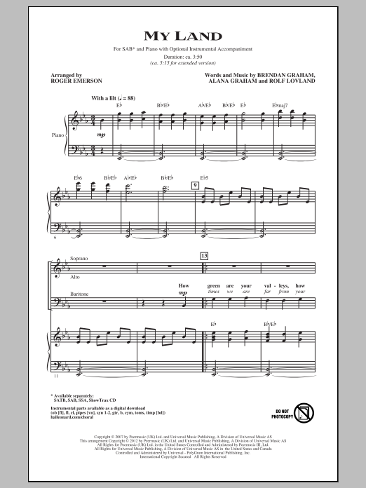 Produktbild zu: My Land (arr. Roger Emerson)