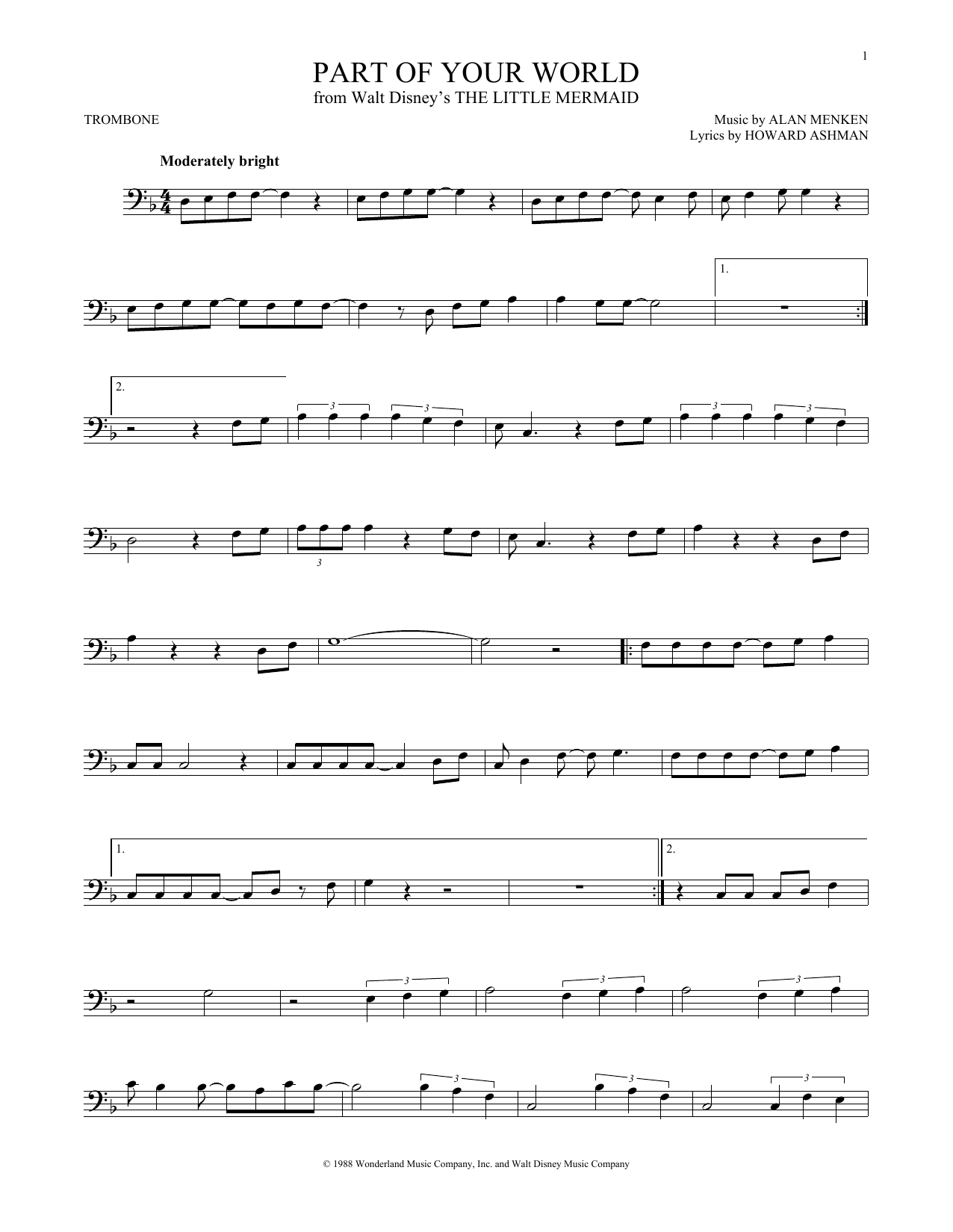 Product gallery: Page 1 of 1 Part Of Your World (from The Little Mermaid), Alan Menken & Howard Ashman