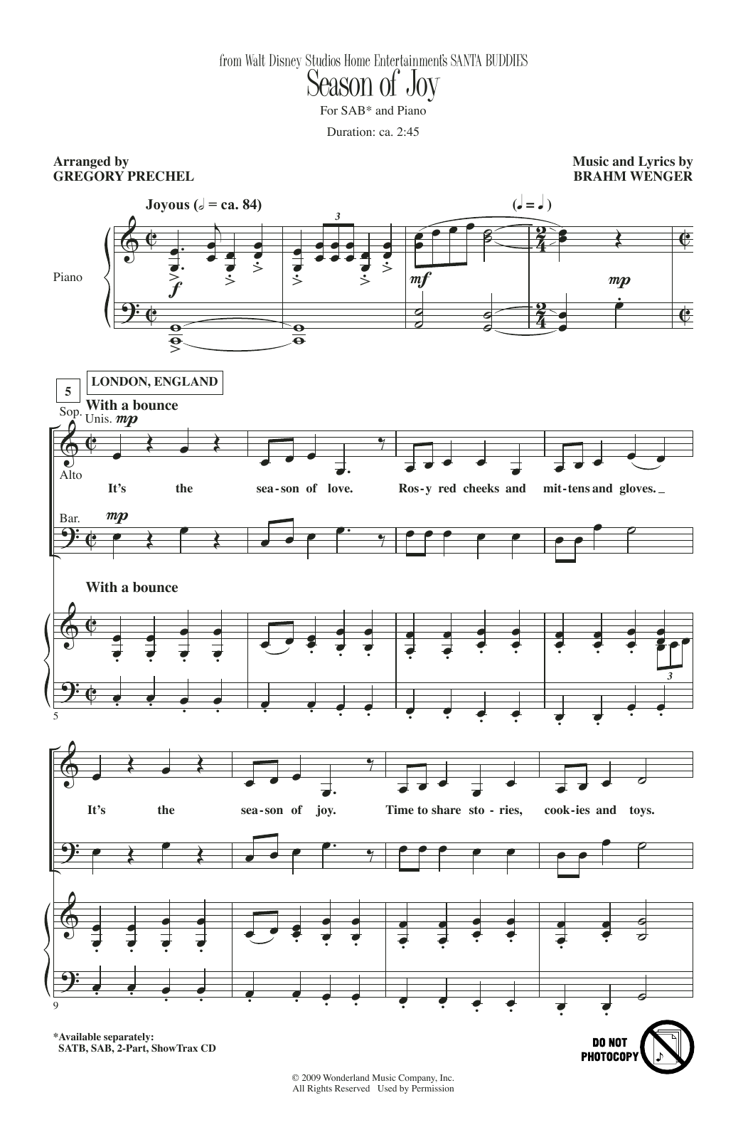 Product gallery: Page 1 of 1 Season Of Joy (from Santa Buddies) (arr. Gregory Prechel), Brahm Wenger
