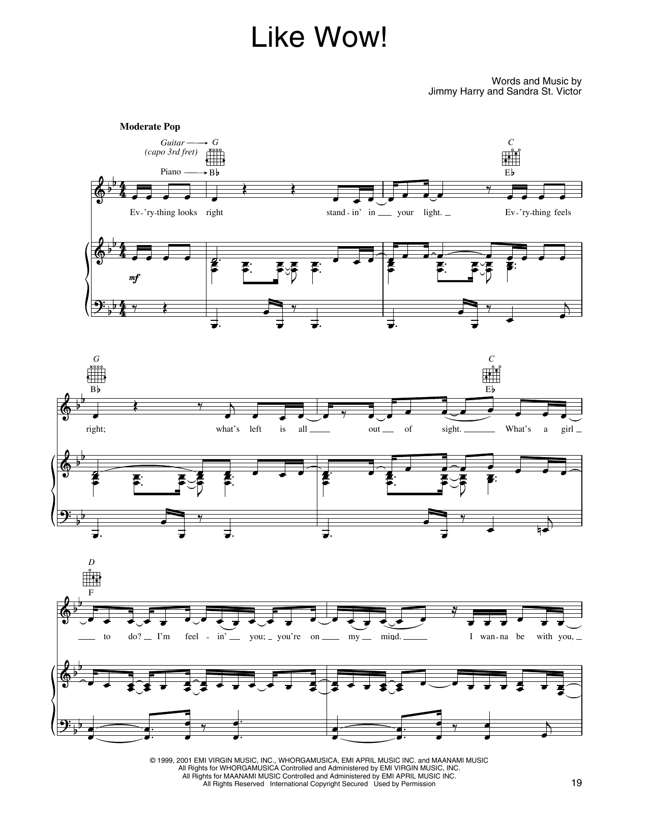 Produktgalerie: Seite 1 von 1 Like Wow! (from Shrek), Leslie Carter, Gesang, Gitarre, Klavier