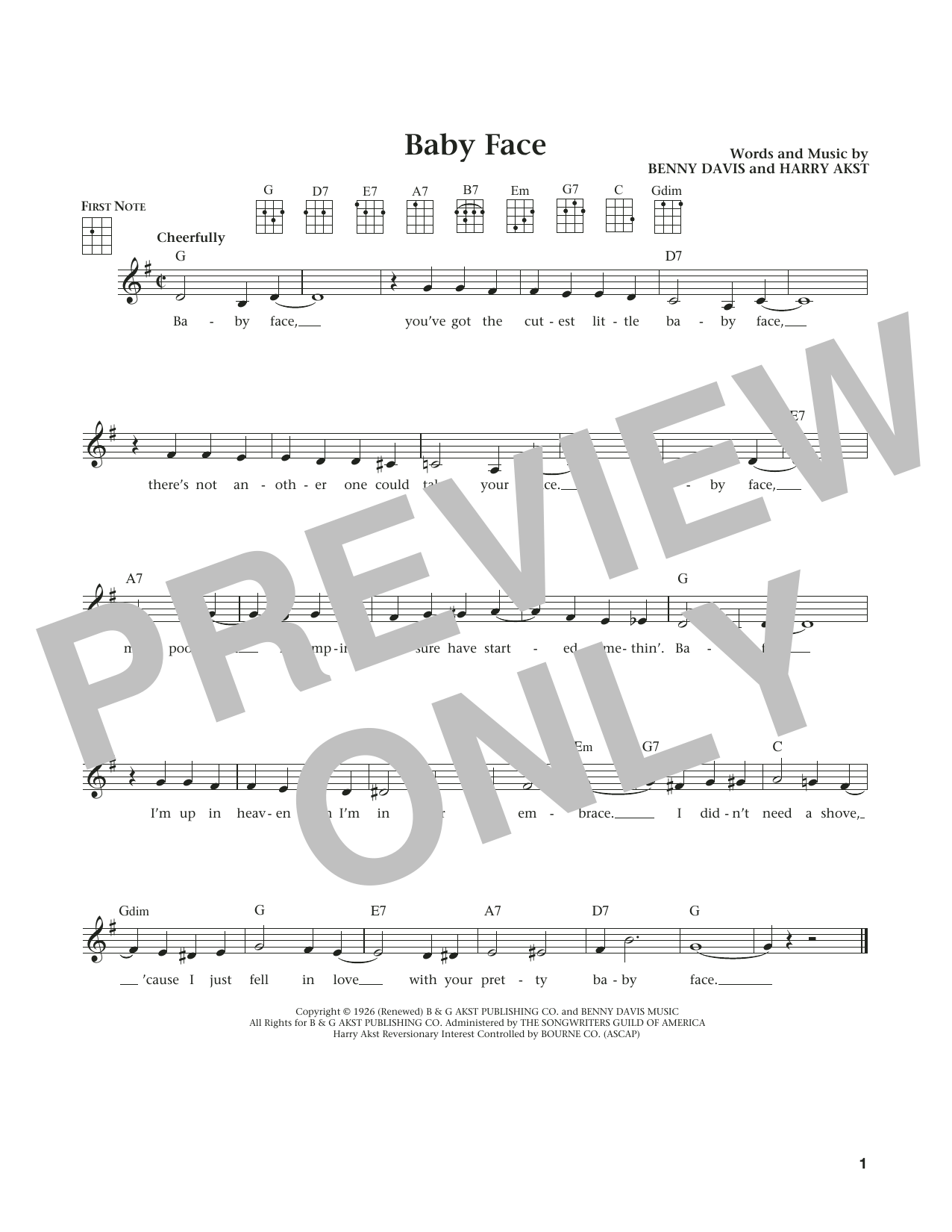 Product gallery: Page 1 of 1 Baby Face (from The Daily Ukulele) (arr. Liz and Jim Beloff), Little Richard