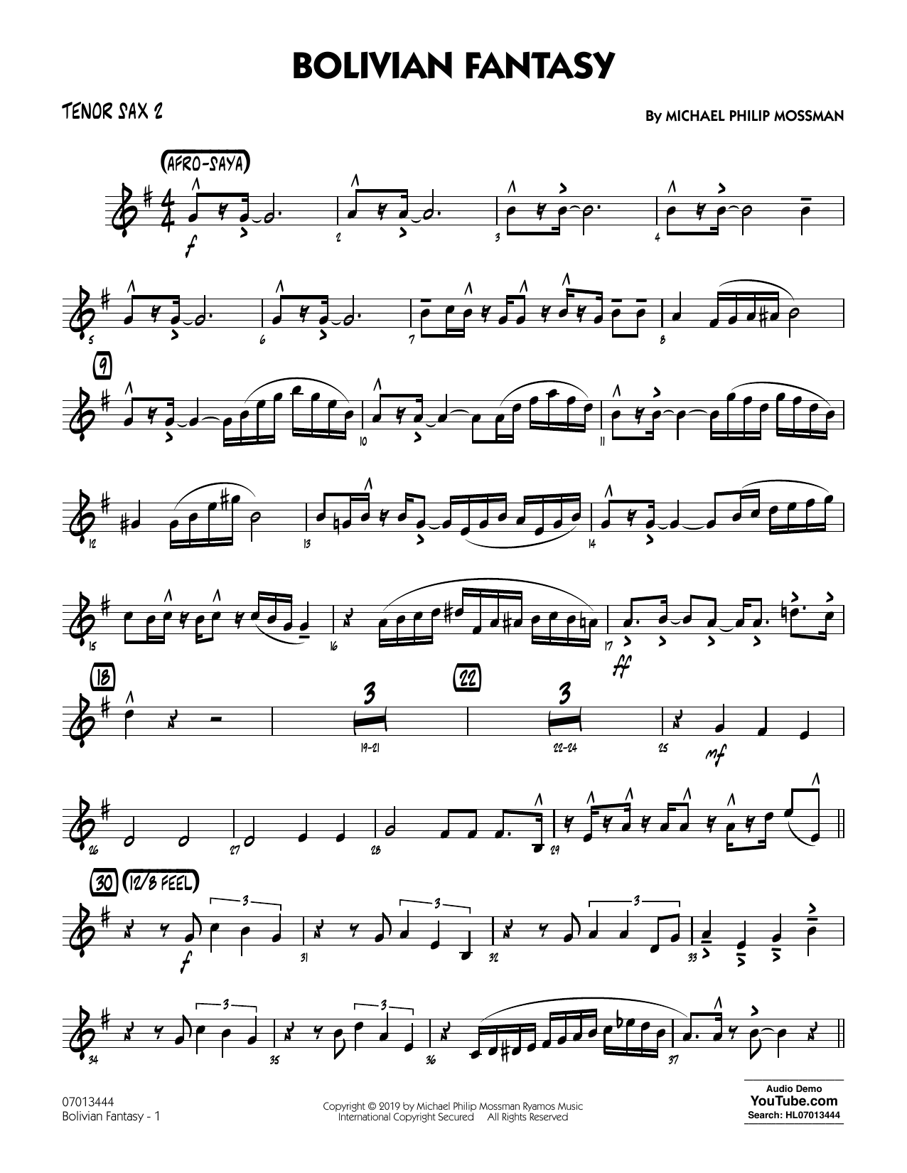Produktgalerie: Seite 1 von 1 Bolivian Fantasy - Tenor Sax 2, Michael Philip Mossman