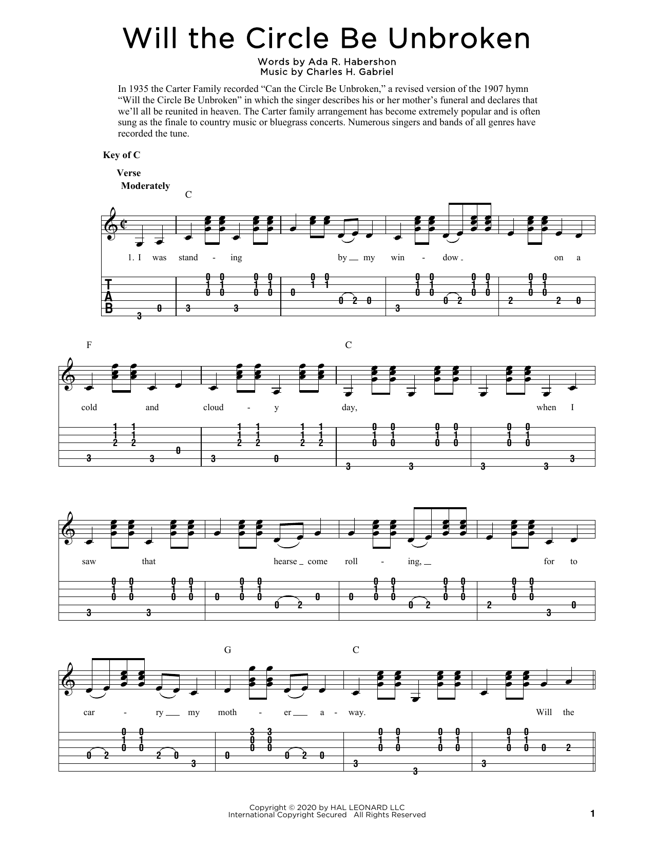 Produktgalerie: Seite 1 von 1 Will The Circle Be Unbroken (arr. Fred Sokolow), Ada R. Habershon, Gitarre