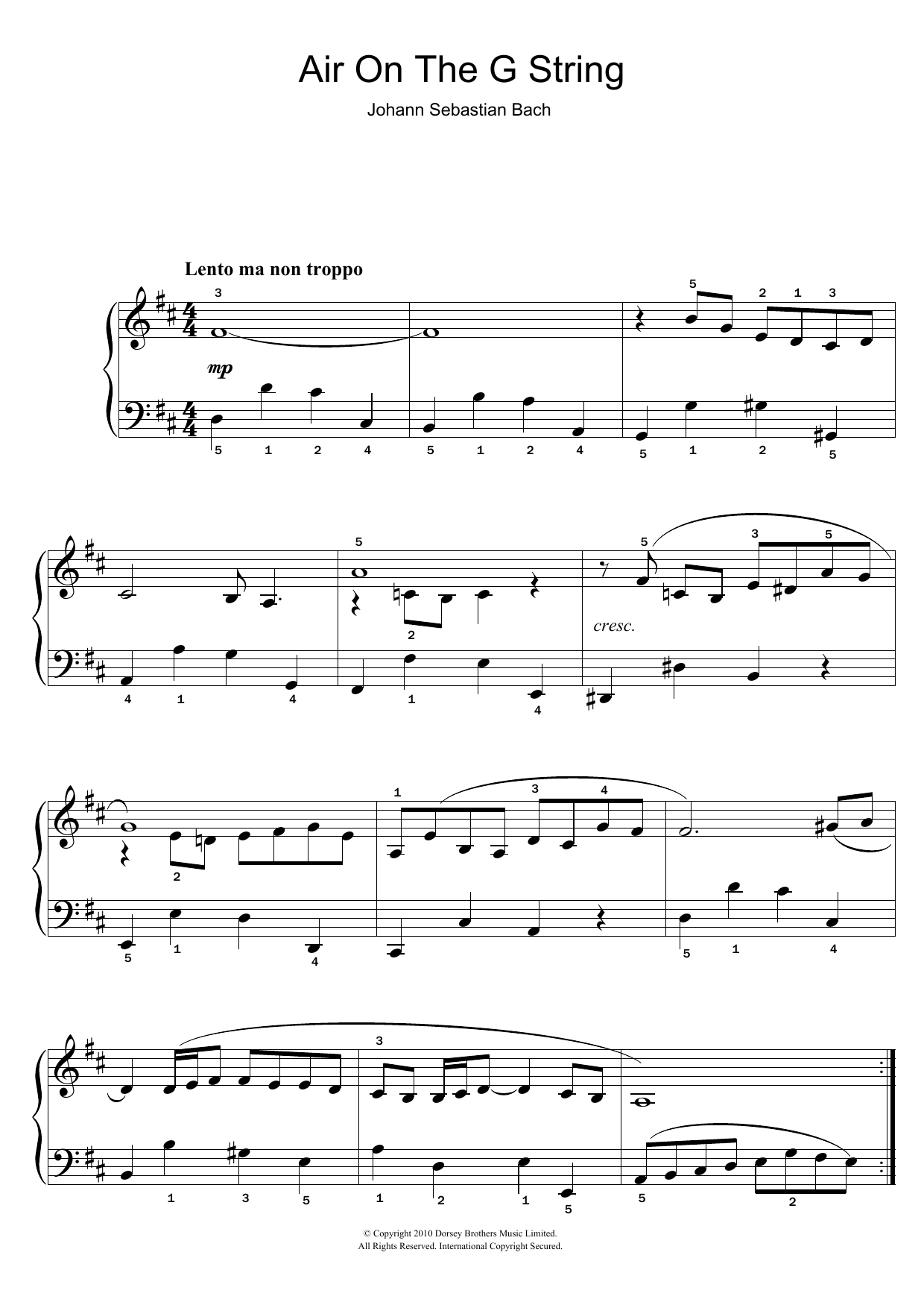 Produktgalerie: Seite 1 von 1 Air On The G String (from Suite No.3 in D Major), Johann Sebastian Bach, Klavier