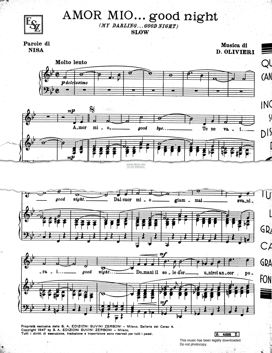 Produktgalerie: Seite 1 von 1 Amor Mio...Good Night (My Darling...Good Night), Dino Olivieri, Gesang, Klavier