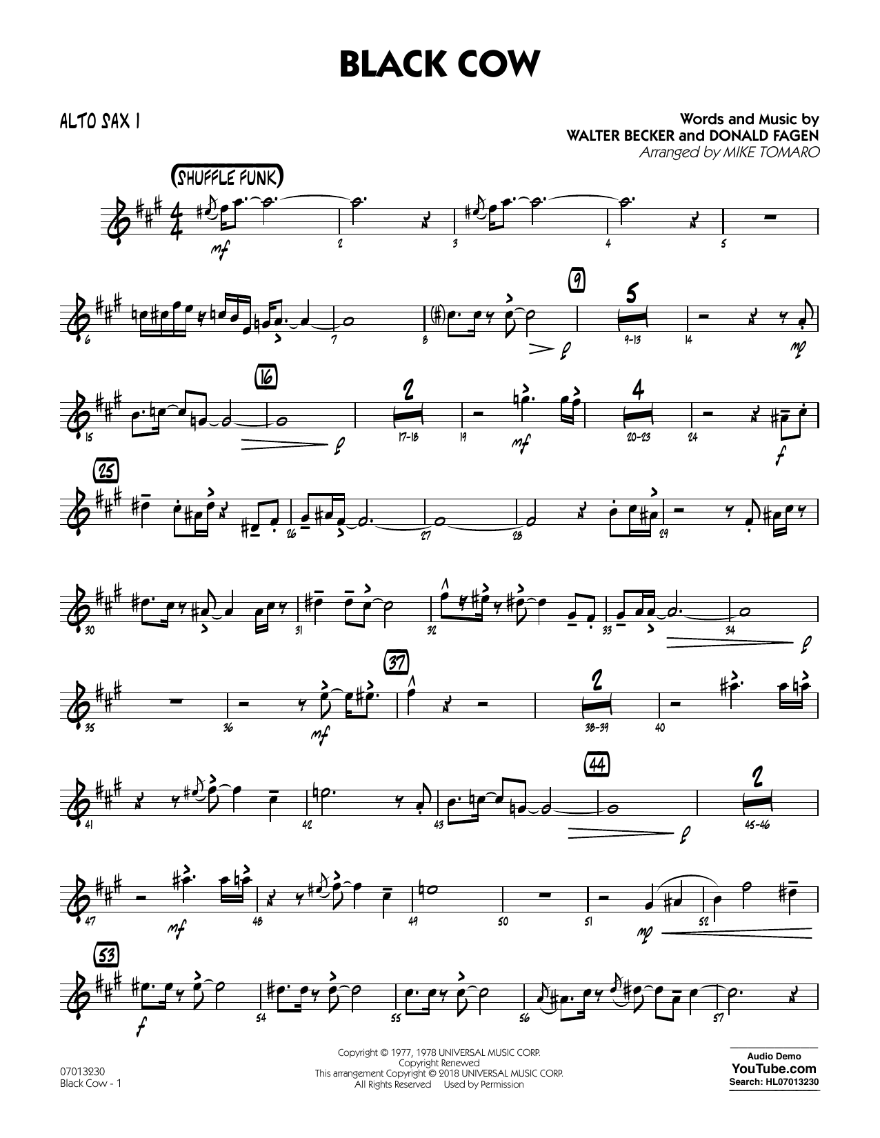 Produktgalerie: Seite 1 von 1 Black Cow (arr. Mike Tomaro) - Alto Sax 1, Steely Dan