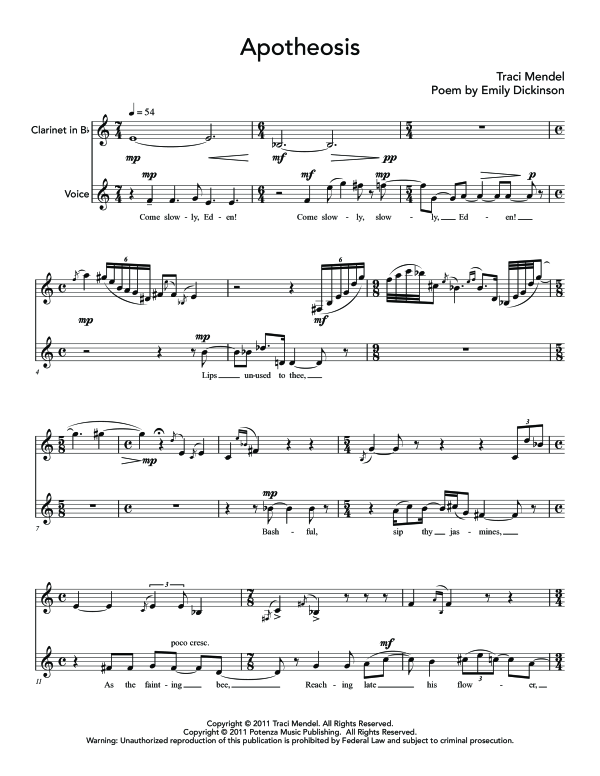 Produktgalerie: Seite 1 von 11 Five Poems of Emily Dickinson, , (Gesang und Klarinette)
