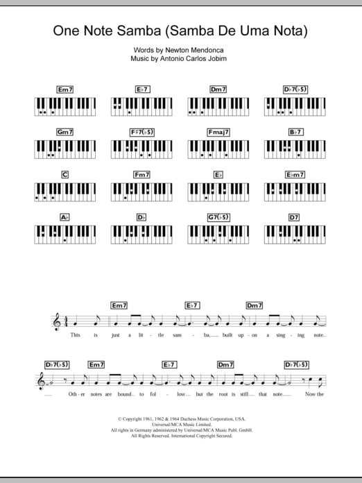 Produktgalerie: Seite 1 von 1 One Note Samba (Samba De Uma Nota So), Antonio Carlos Jobim, Klavier