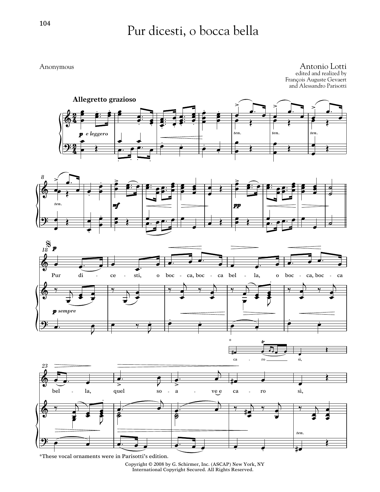 Produktbild zu: Pur Dicesti, O Bocca Bella (Medium Low Voice)