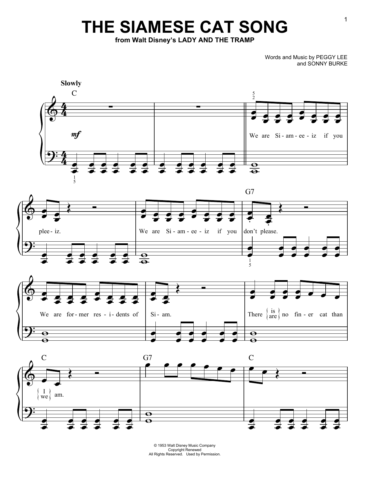 Produktbild zu: The Siamese Cat Song (from Lady And The Tramp)