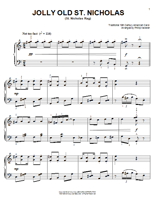 Product gallery: Page 1 of 1 Jolly Old St. Nicholas [Ragtime version] (arr. Phillip Keveren), 19th Century American Carol