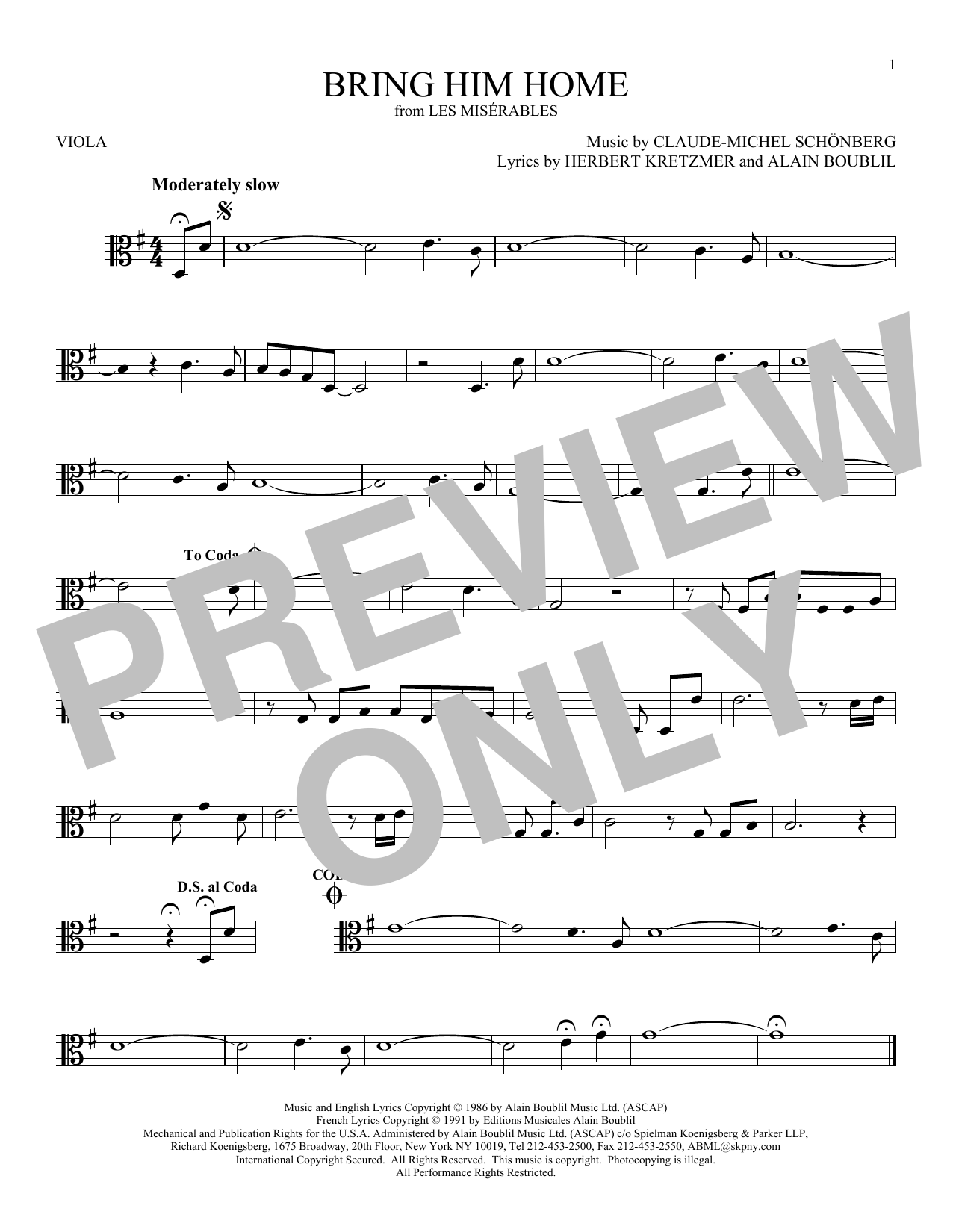 Product gallery: Page 1 of 1 Bring Him Home, Claude-Michel Schonberg