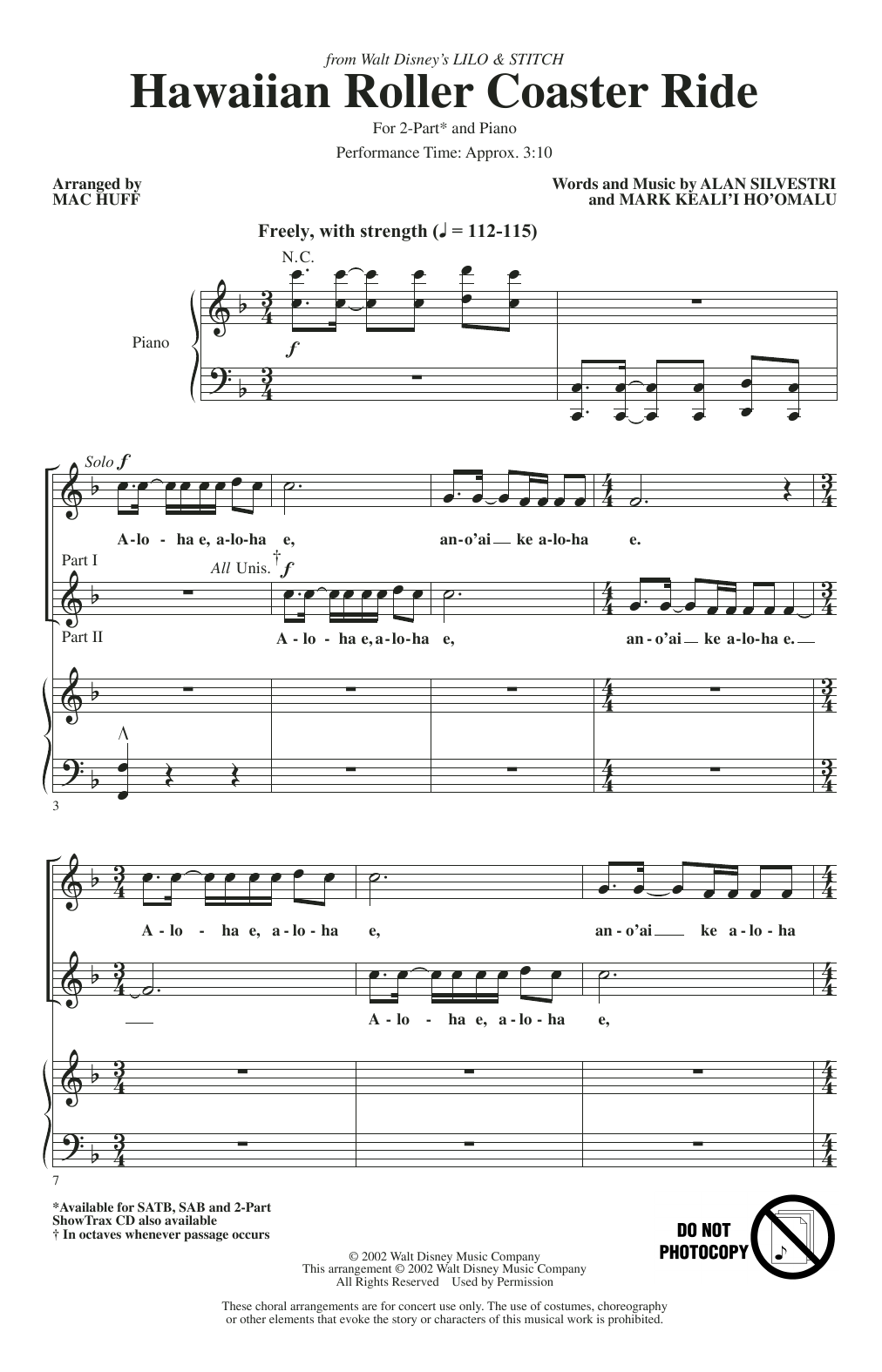 Produktbild zu: Hawaiian Roller Coaster Ride (from Lilo & Stitch) (arr. Mac Huff)