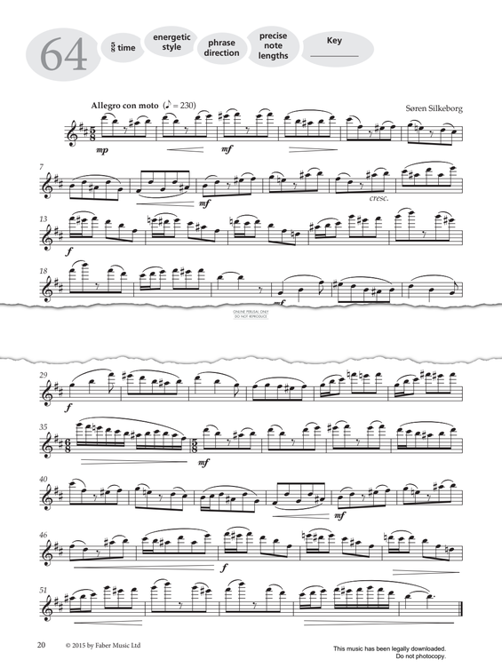 Product gallery: Page 1 of 1 Study No.64 'Allegro Con Moto' (from 'More Graded Studies For Flute Book Two'), Søren Silkeborg