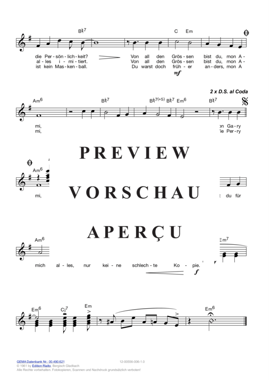 Produktgalerie: Seite 6 von 11 Leider nur eine schlechte Kopie , Kauffeld, Greetje, (Melodie-Stimmen in C/B/Es)