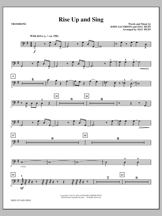 Produktgalerie: Seite 1 von 1 Rise Up And Sing - Trombone, Mac Huff, Chor