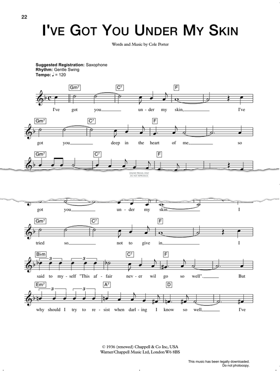 Produktgalerie: Seite 1 von 1 I've Got You Under My Skin, Cole Porter, Gesang, Gitarre, Keyboard