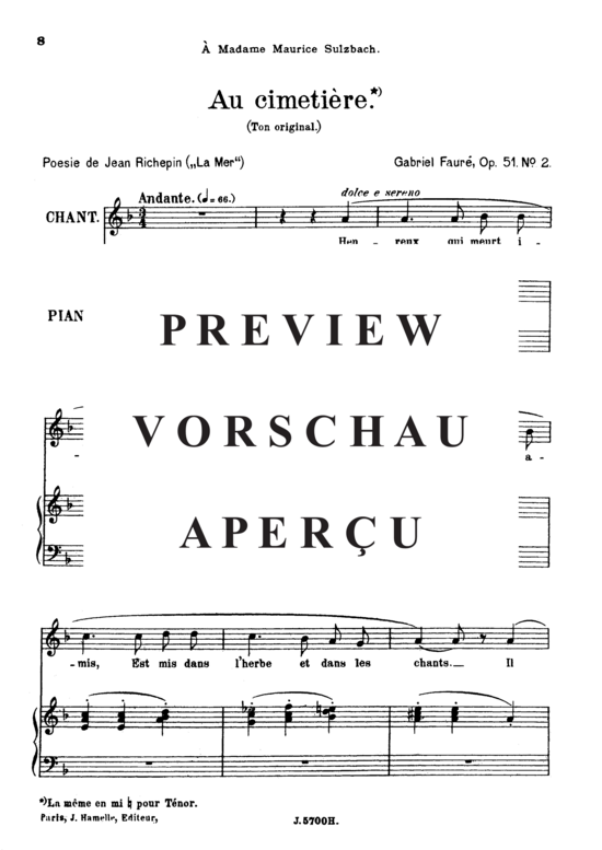 Product gallery: Page 2 of 6 Au cimetière Op.51 No.2, , High Voice and Piano