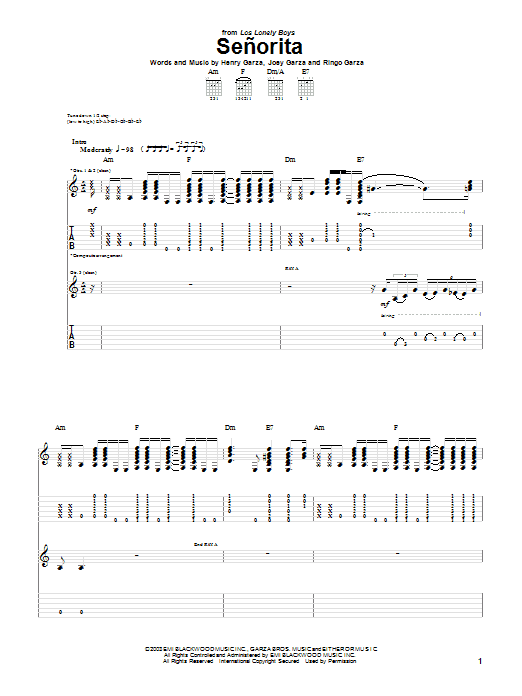 Produktgalerie: Seite 1 von 1 Señorita, Los Lonely Boys, Gitarre