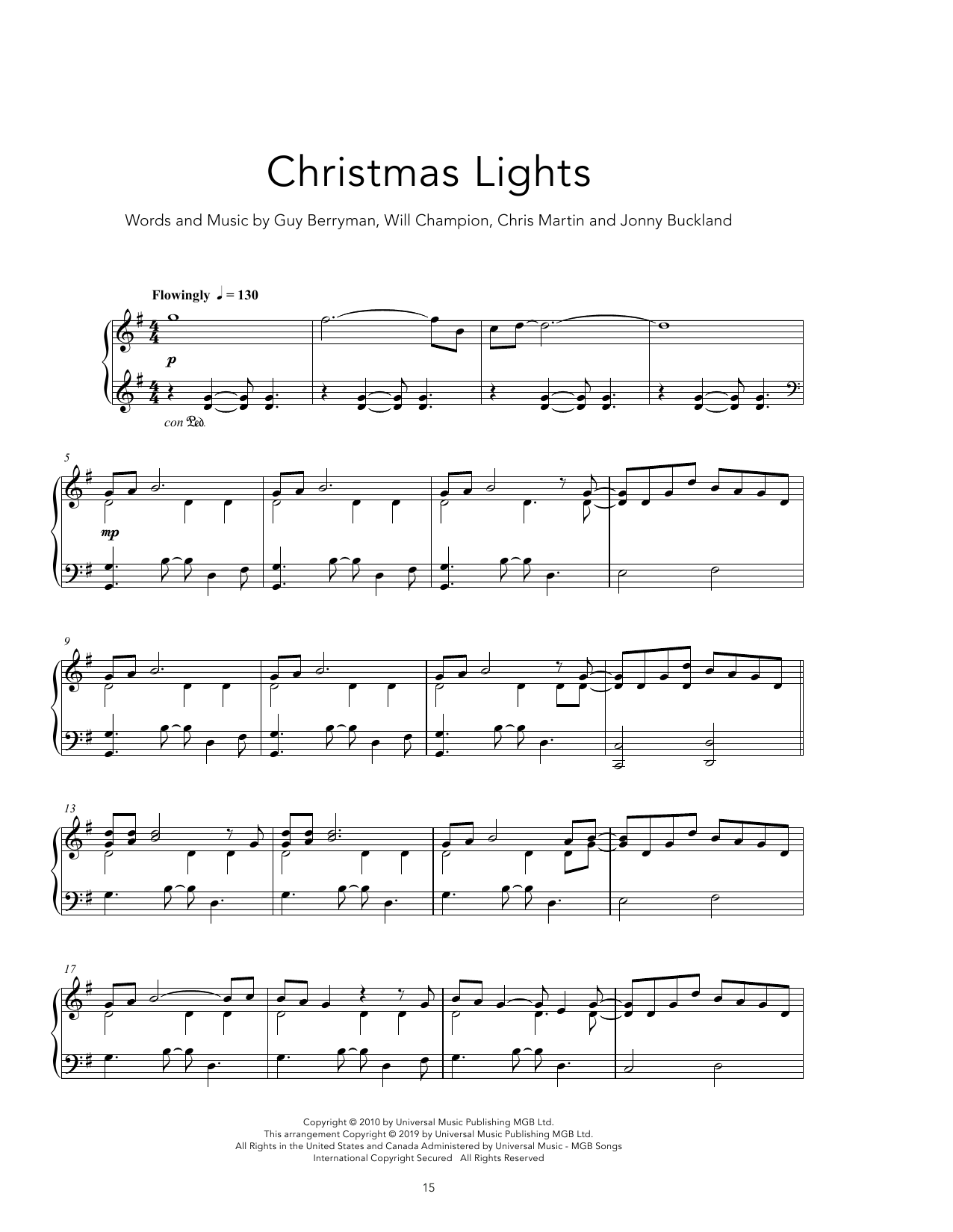 Produktgalerie: Seite 1 von 1 Christmas Lights [Peaceful version], Coldplay, Klavier
