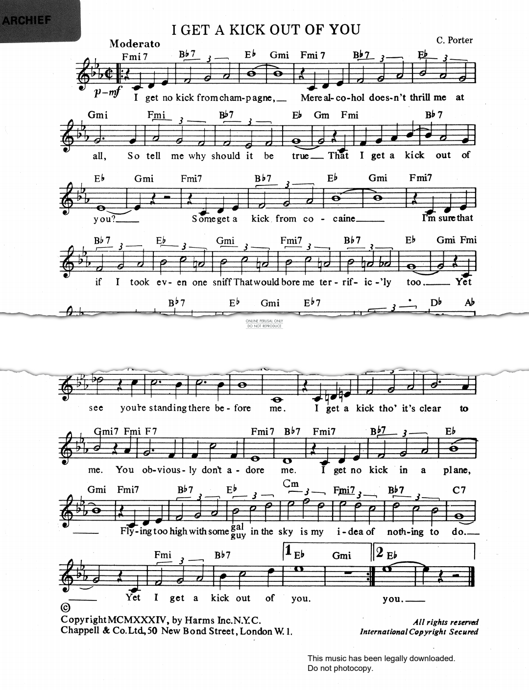 Product gallery: Page 1 of 1 I Get A Kick Out Of You, Cole Porter