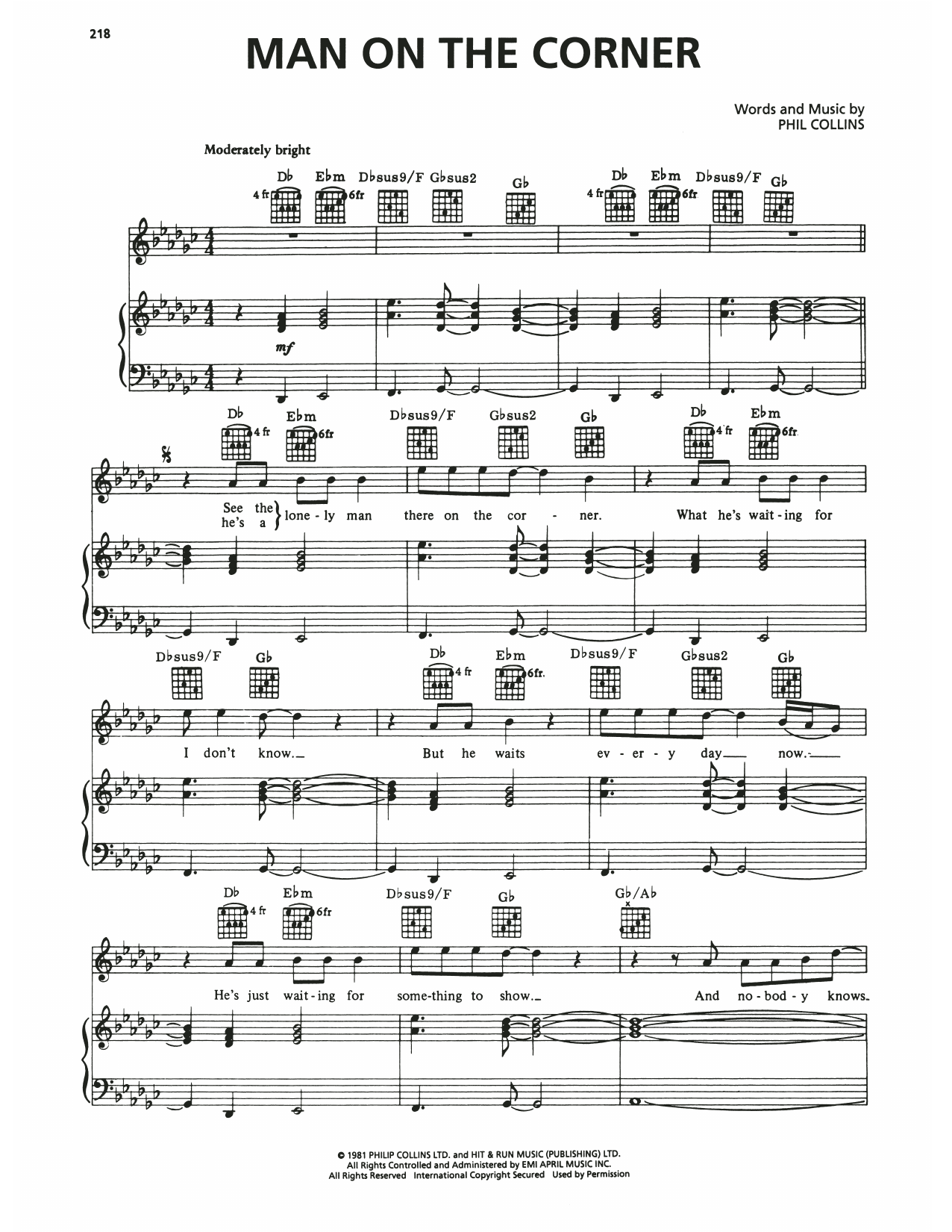 Produktgalerie: Seite 1 von 1 Man On The Corner, Genesis, Gesang, Gitarre, Klavier