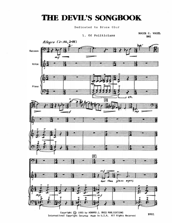 Product picture to: Devil´s Songbook, The (mittlere oder hohe Stimme, Fagott (oder Cello oder Kontrabass) Roger C. Vogel