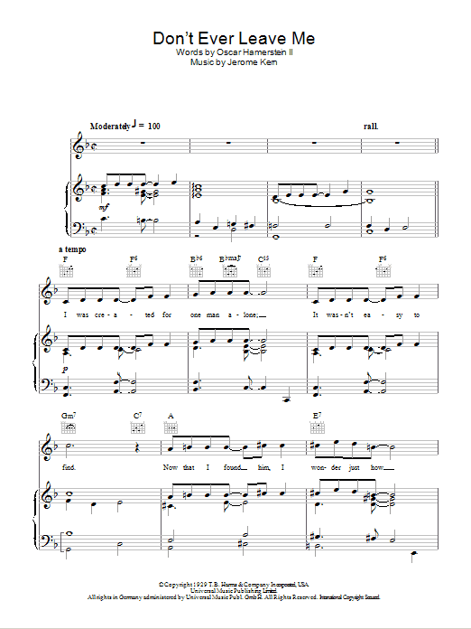 Produktgalerie: Seite 1 von 1 Don't Ever Leave Me, Jerome Kern, Gesang, Gitarre, Klavier
