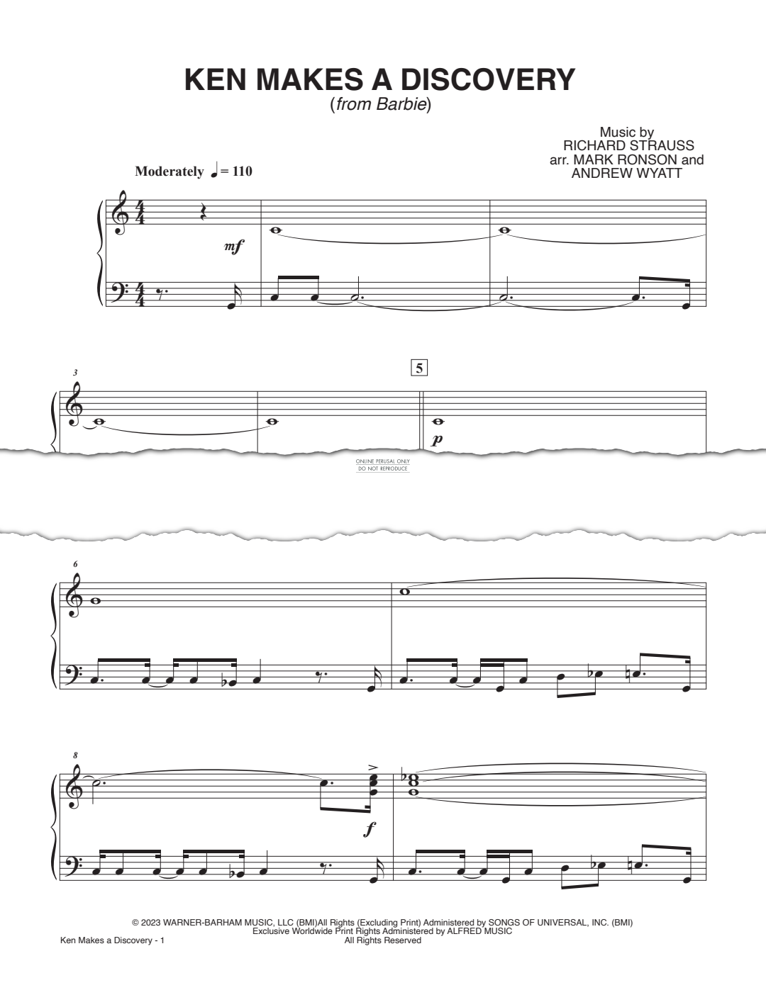 Produktgalerie: Seite 1 von 1 Ken Makes A Discovery (from 'Barbie'), Richard Strauss, Klavier