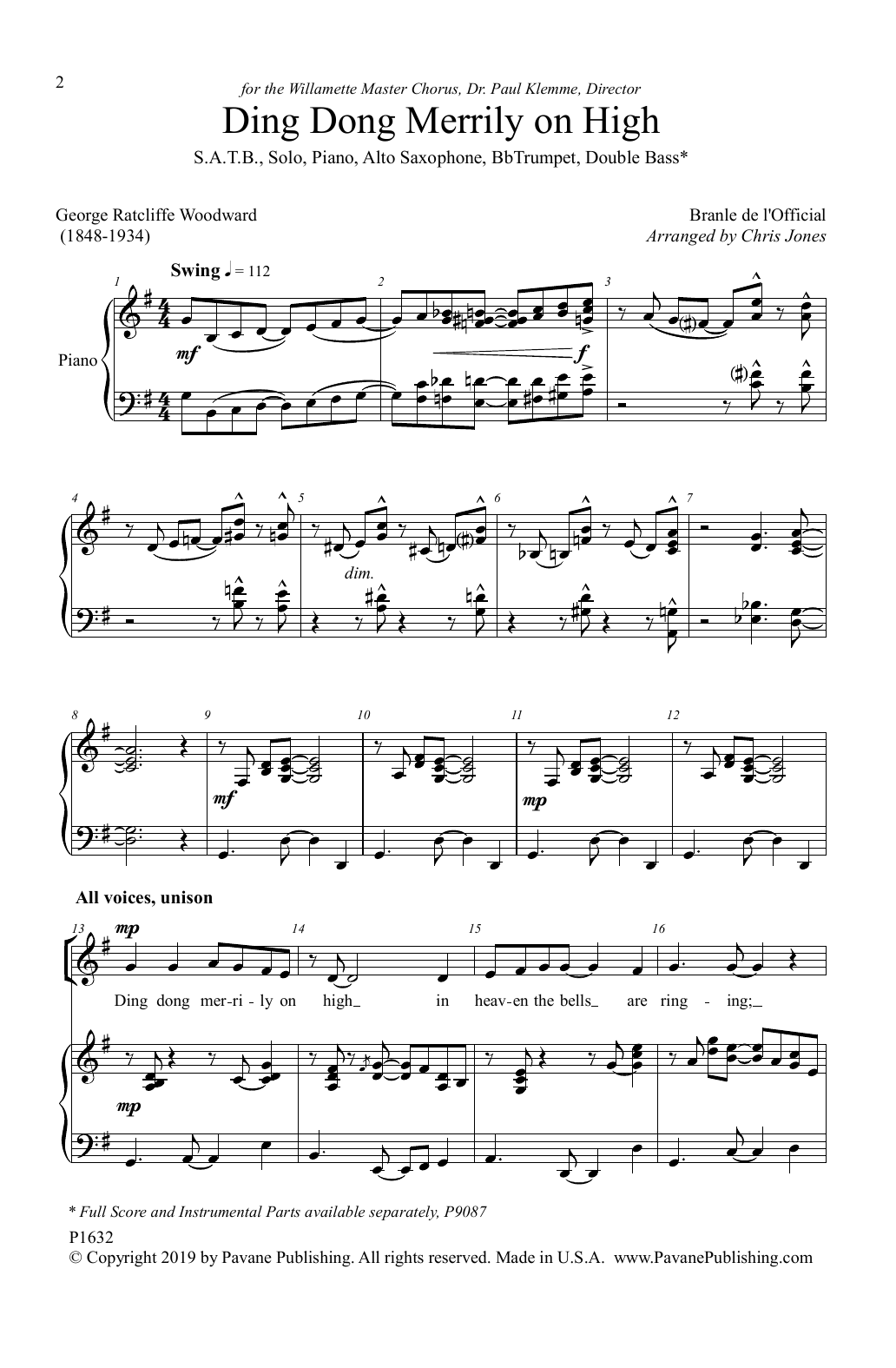 Produktbild zu: Ding Dong Merrily on High (arr. Chris Jones)