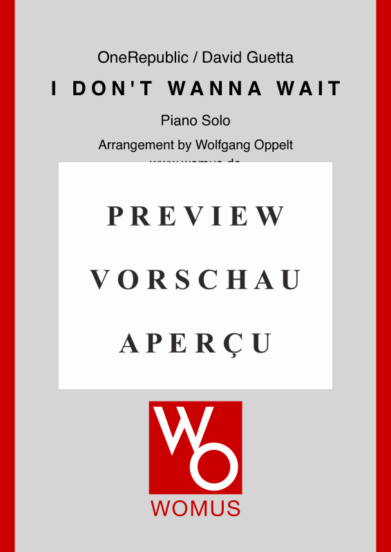 gallery: I Don't Wanna Wait, OneRepublic/David Guetta, (Klavier einfach)
