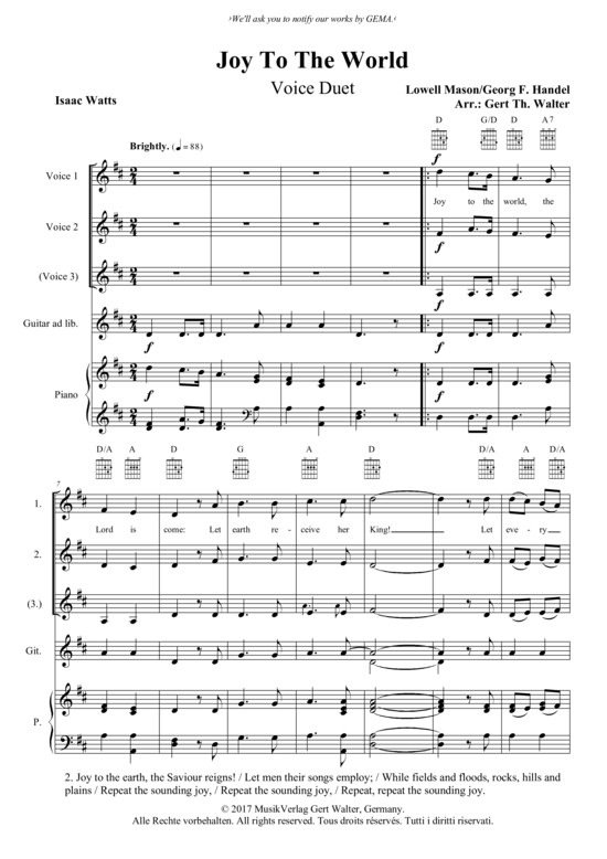 Produktbild zu: Joy To The World Lowell Mason/Georg F. Händel