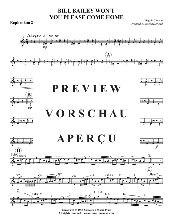 Product gallery: Page 12 of 17 Bill Bailey Won't You Please Come Home , , (2x Baritone, 2x Tuba)