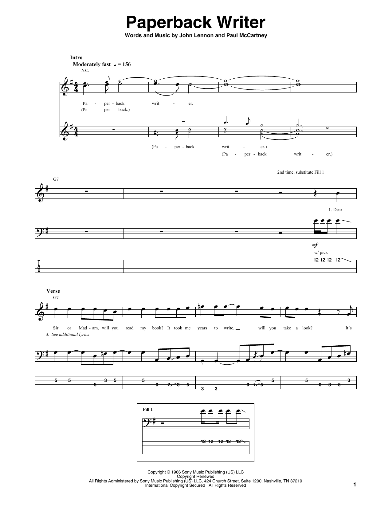 Produktgalerie: Seite 1 von 1 Paperback Writer, The Beatles, E-Bass
