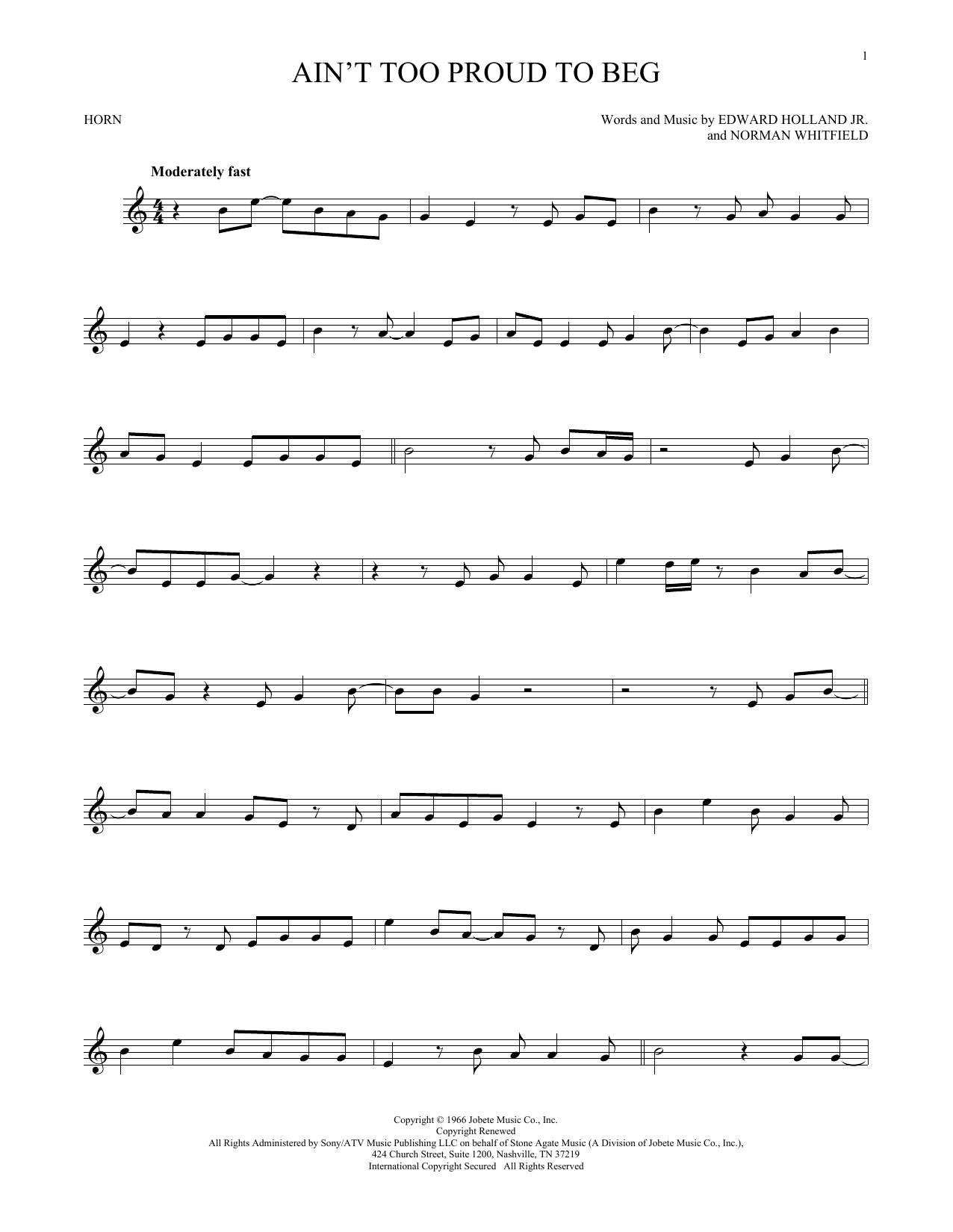 Produktgalerie: Seite 1 von 1 Ain't Too Proud To Beg, The Temptations, Horn