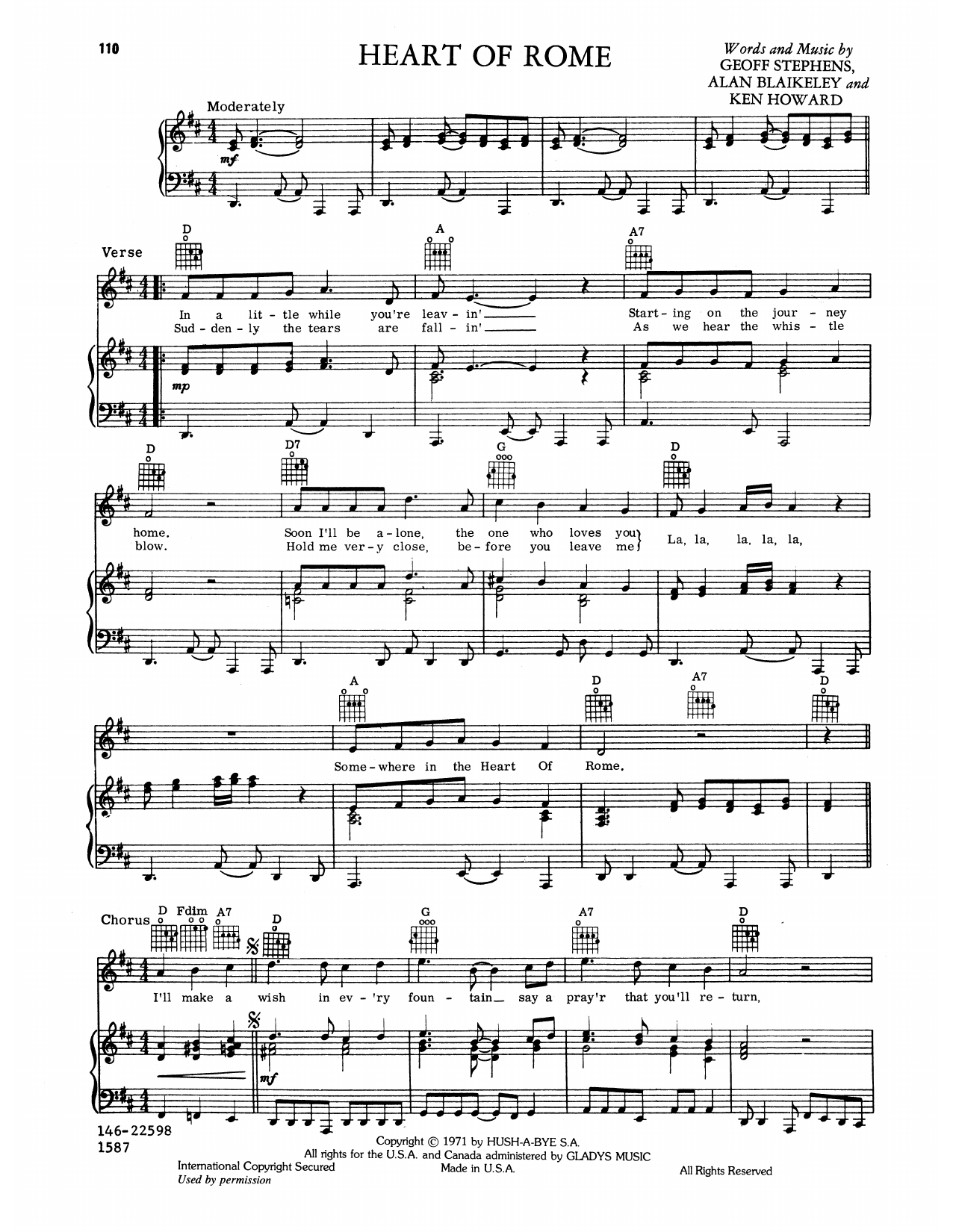 Produktgalerie: Seite 1 von 1 Heart Of Rome, Elvis Presley, Gesang, Gitarre, Klavier