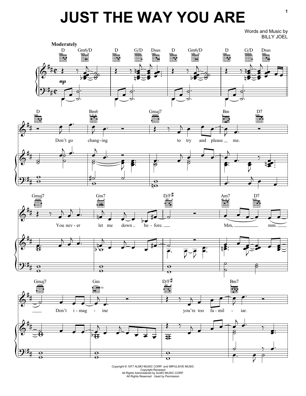 Produktgalerie: Seite 1 von 1 Just The Way You Are, Billy Joel, Gesang, Gitarre, Klavier