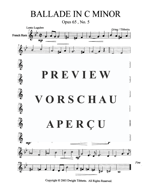 Produktgalerie: Seite 10 von 11 Ballade in C-Moll, , Blechbläser Quintett