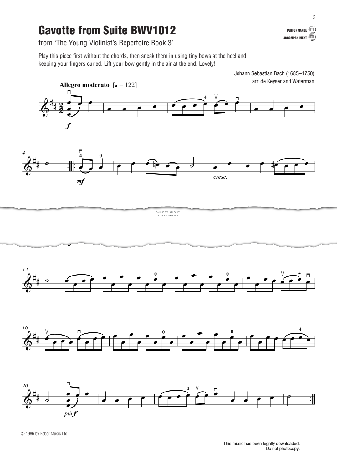 Product gallery: Page 1 of 1 Gavotte (from 'Suite BWV 1012'), Johann Sebastian Bach