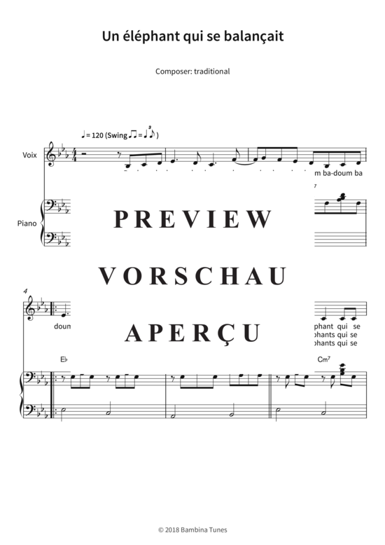 Produktgalerie: Seite 4 von 5 Un é lé phant qui se balanç ait, , (Gesang + Klavier)
