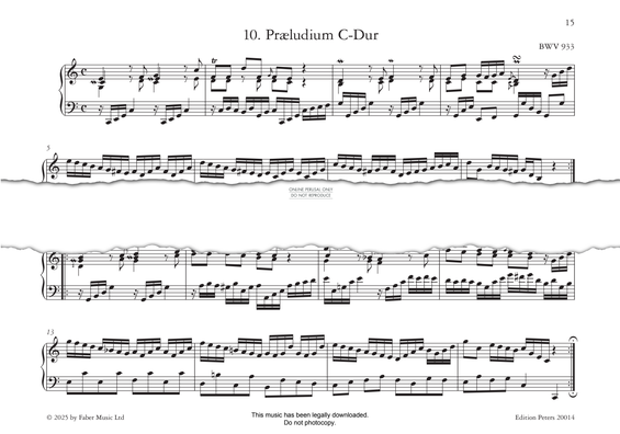 Produktgalerie: Seite 1 von 1 Præludium C-Dur, C major, BWV 933, Johann Sebastian Bach, Klavier