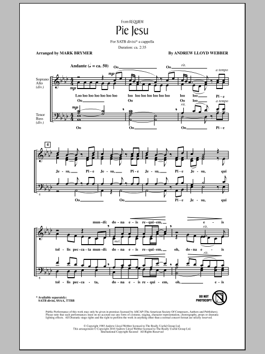 Product gallery: Page 1 of 1 Pie Jesu (from Requiem), Mark Brymer