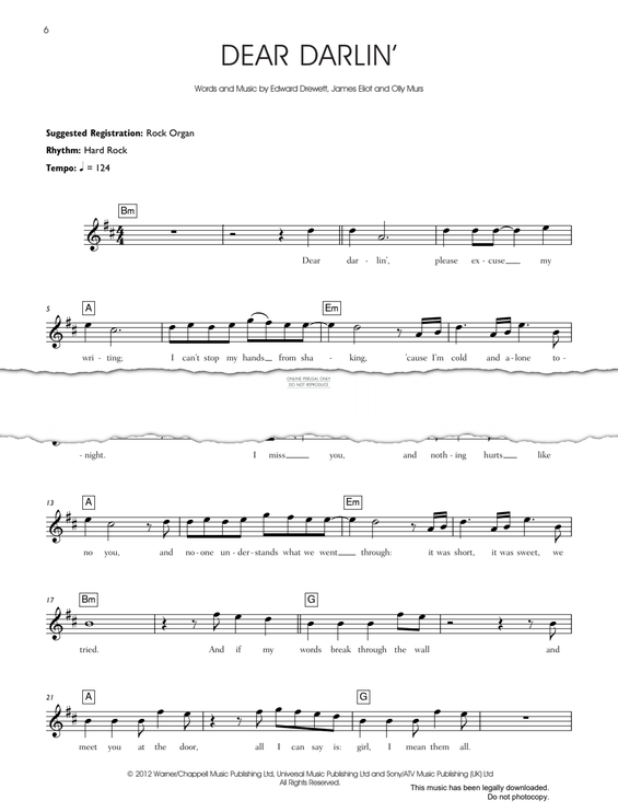 Produktgalerie: Seite 1 von 1 Dear Darlin', Olly Murs, Gesang, Gitarre, Keyboard