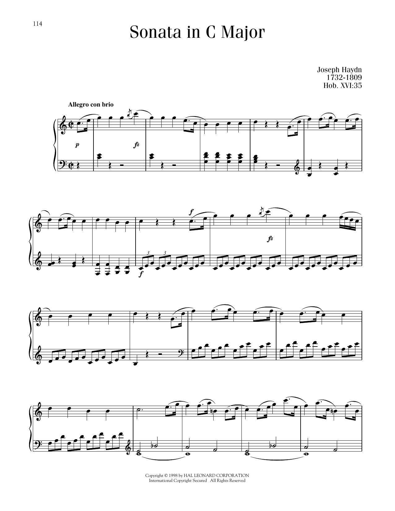 Product picture to: Sonata In C Major, Hob. XVI: 35