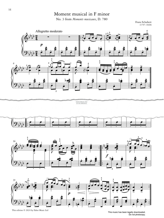 Produktgalerie: Seite 1 von 1 Moment musical in F minor (No. 3 from Moments musicaux, D. 780), Franz Schubert, Klavier