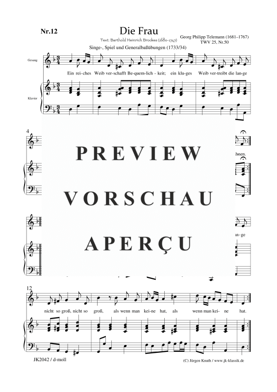 gallery: Die Frau TWV 25, Nr.12, , Gesang + Klavier/Orgel/Cembalo