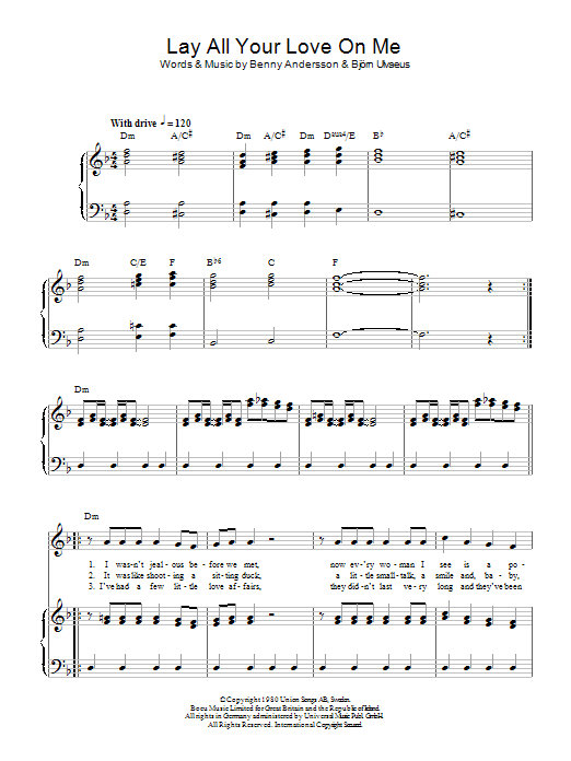 Produktgalerie: Seite 1 von 1 Lay All Your Love On Me, ABBA, Gesang, Gitarre, Klavier